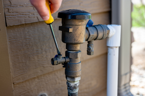 Commercial RPZ backflow prevention assembly installed for business water protection